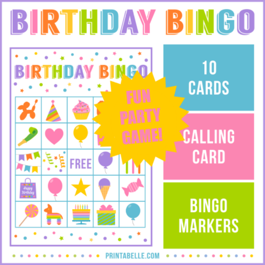 Birthday Party Bingo Game Printable intended for Birthday Bingo Cards Printable