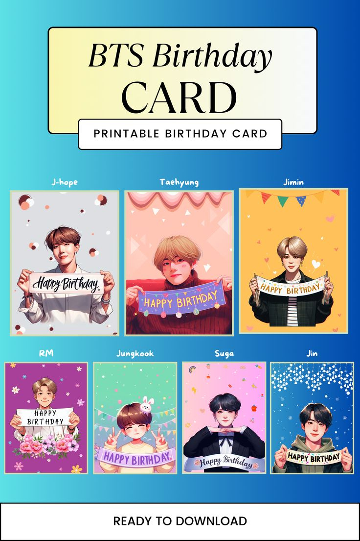 Bts Birthday Card, Bts Birthday Card Printable intended for Printable Bts Happy Birthday Card