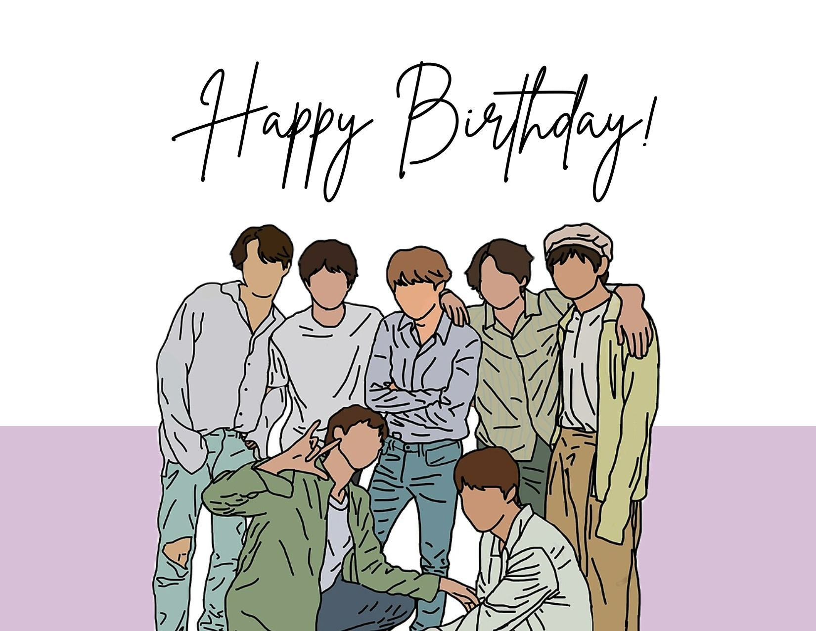 Bts Happy Birthday Card | Printable Card regarding Bts Birthday Card Printable