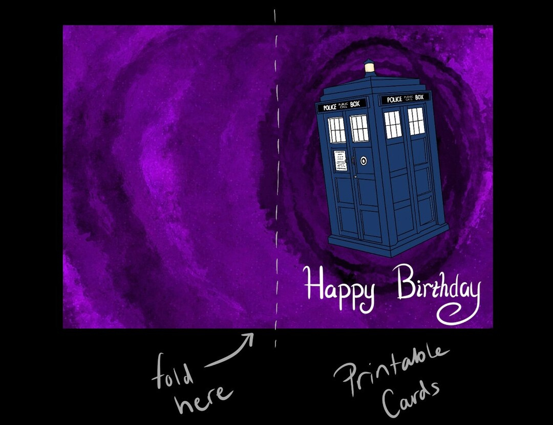 Buy Printable Doctor Who Tardis Birthday Card Online In India - Etsy regarding Doctor Who Printable Birthday Card