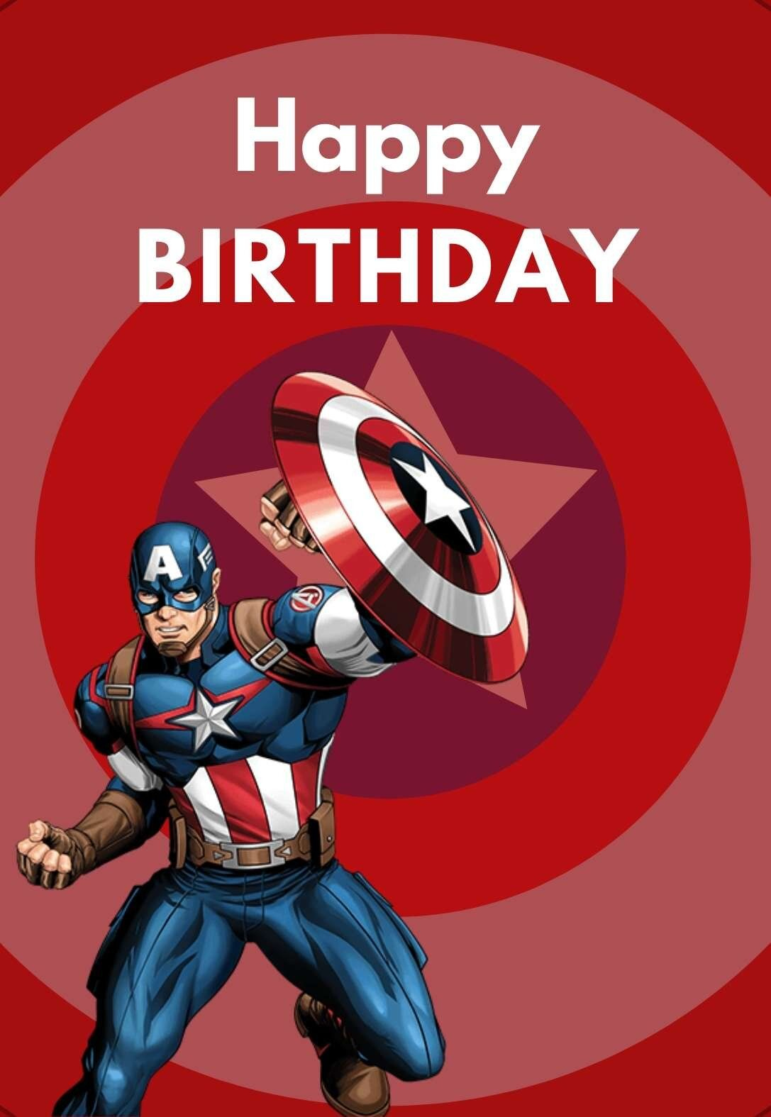 Captain America Printable Birthday Cards — Printbirthday.cards for Captain America Printable Birthday Card