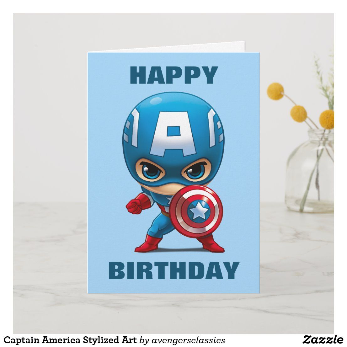 Captain America Stylized Art Card throughout Captain America Printable Birthday Card