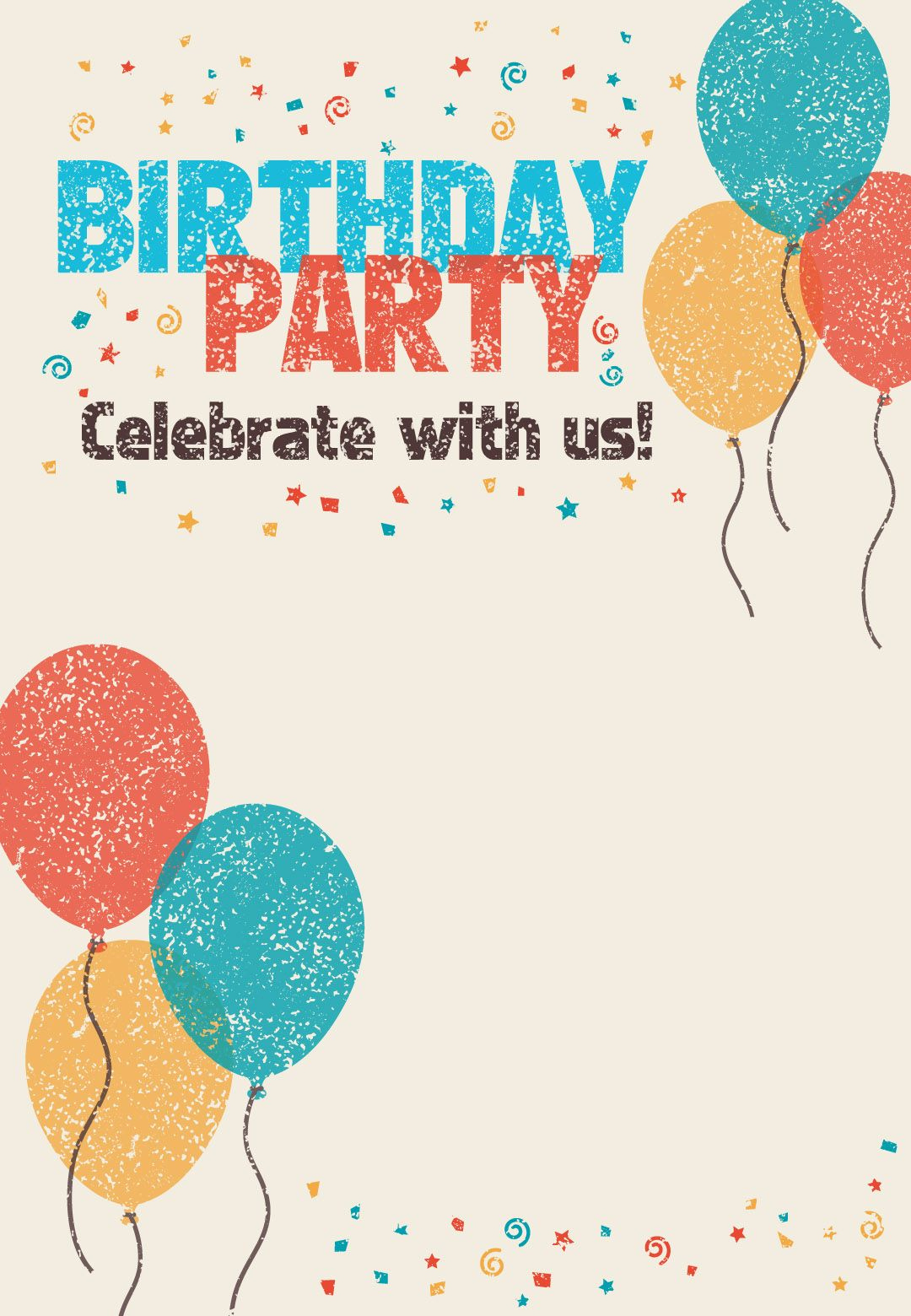 Celebrate With Us - Birthday Invitation Template (Free with Birthday Invitation Card Printable