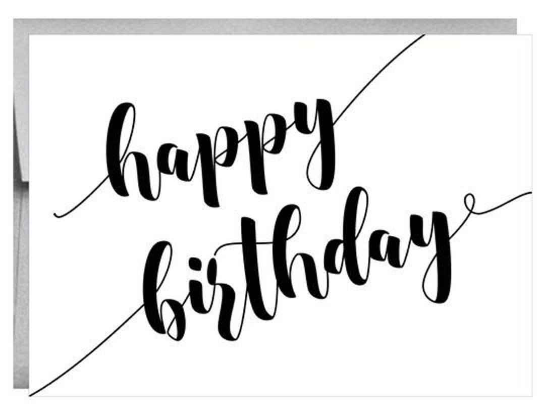 Classy Black &amp;amp; White Birthday Greeting Card - Etsy.de in Happy Birthday Card Printable Black And White