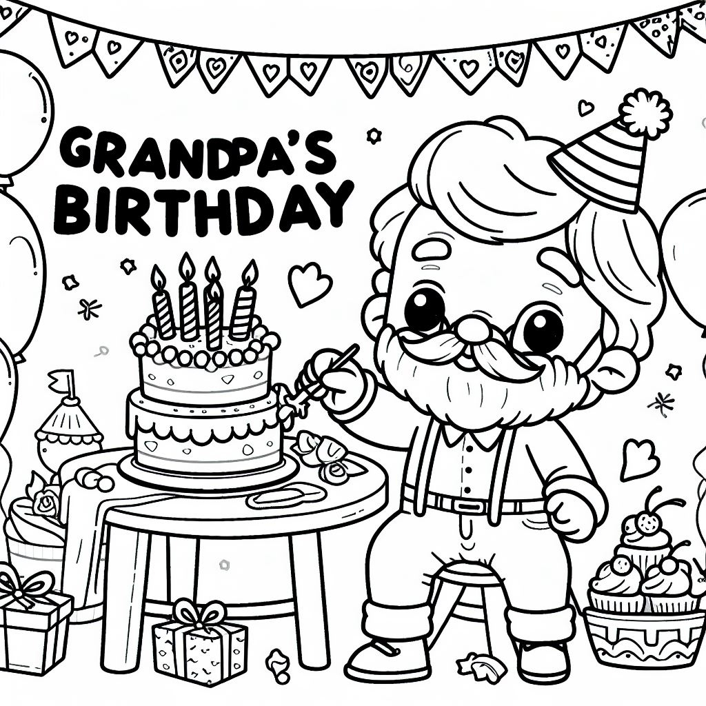 Coloring Page Grandpa&amp;#039;S Birthday - Coloring Pages Child with Printable Happy Birthday Grandpa Coloring Card