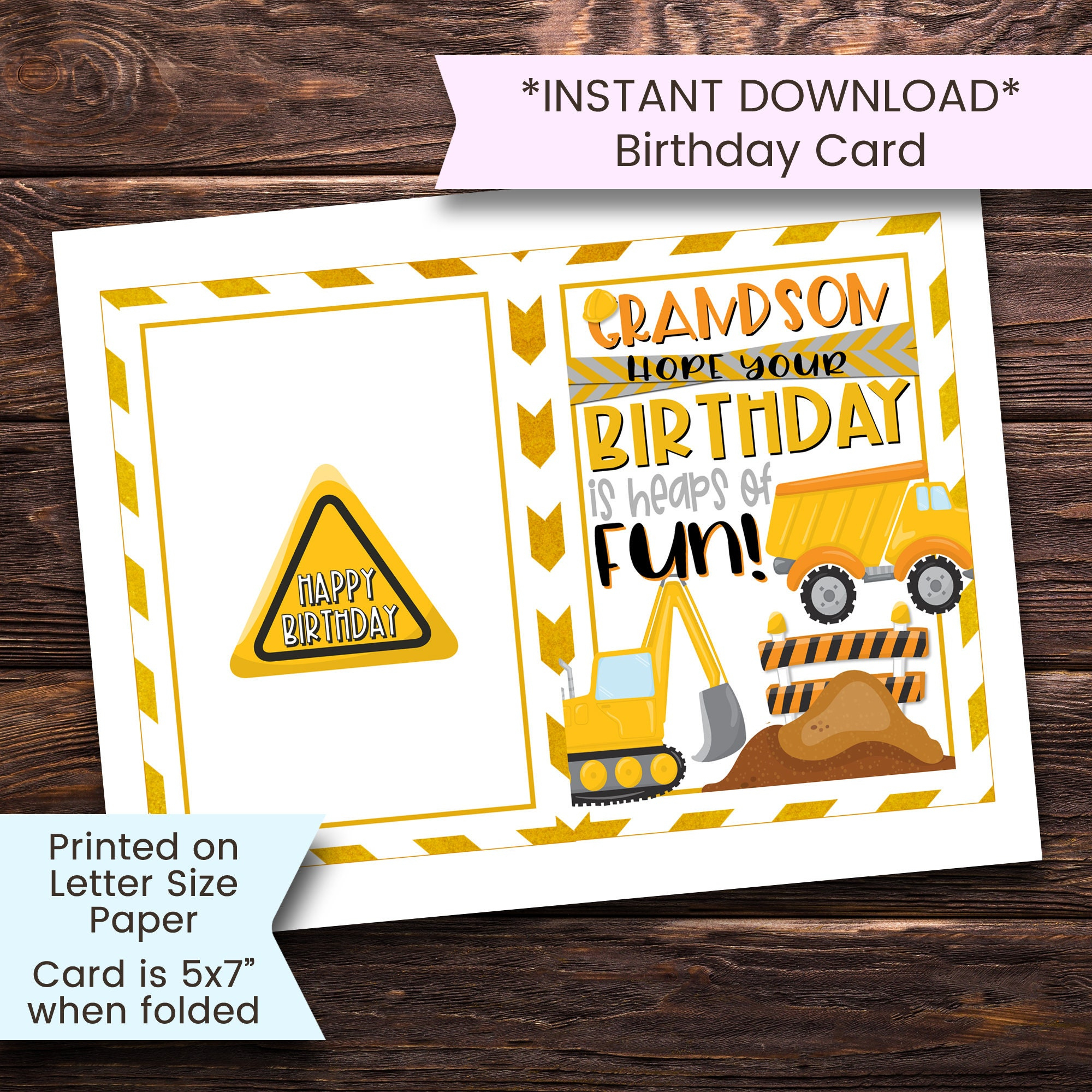 Construction Birthday Card Printable, Printable Birthday Card For regarding Grandson Birthday Cards Printable