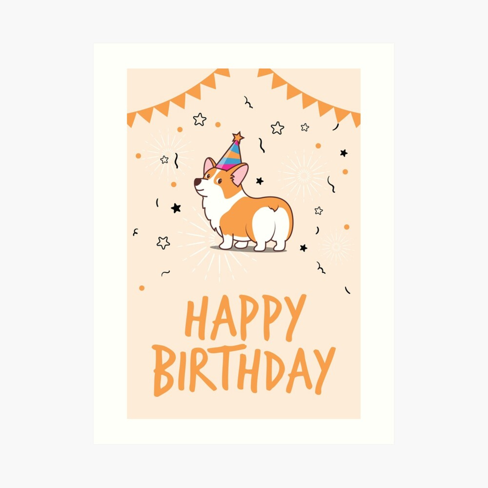 &amp;quot;Corgi Birthday Card&amp;quot; Photographic Print For Salekushkushop throughout Free Printable Corgi Birthday Card