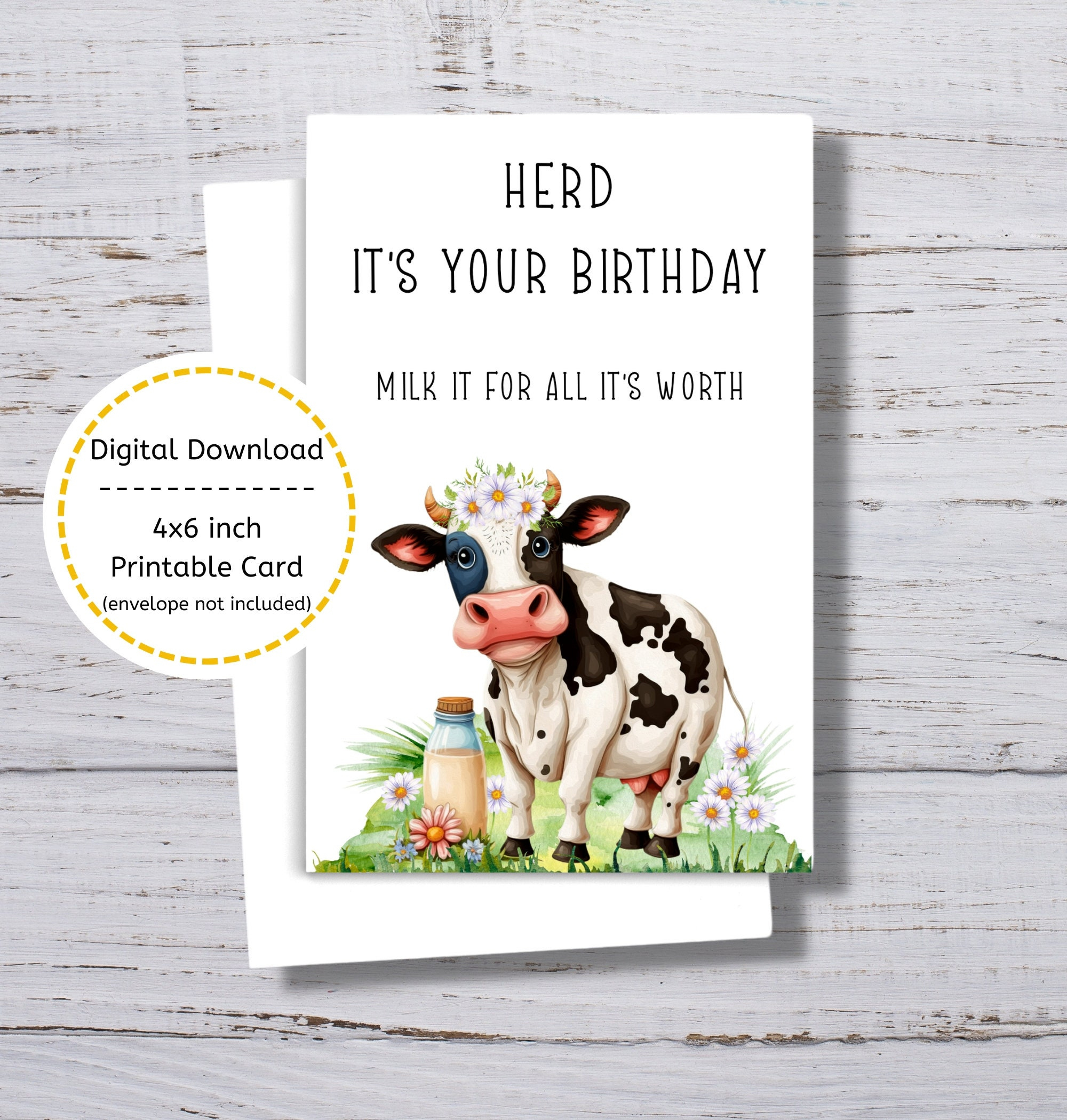 Cow Birthday Card, Printable Cow Birthday Card, Herd It&amp;#039;S Your intended for Printable Cow Birthday Cards