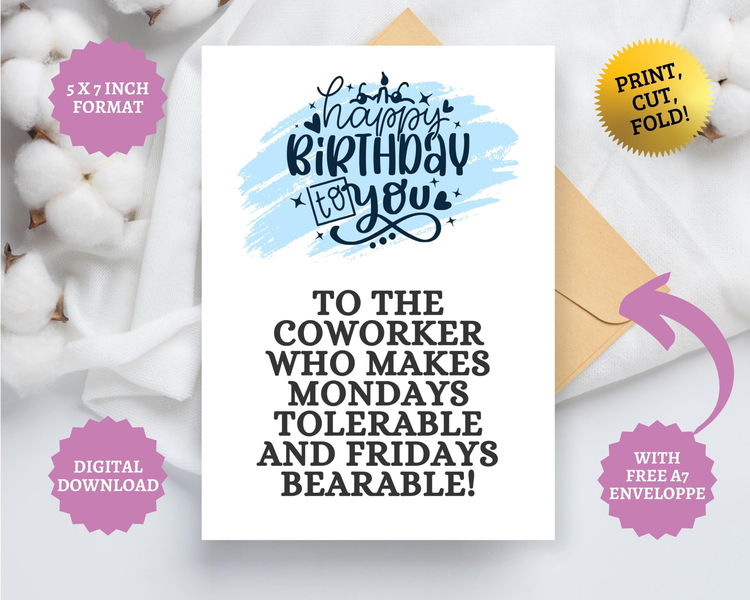 Coworker Birthday Card Favorite Colleague Gift Boss Co-Worker inside Free Printable Birthday Cards For Coworker