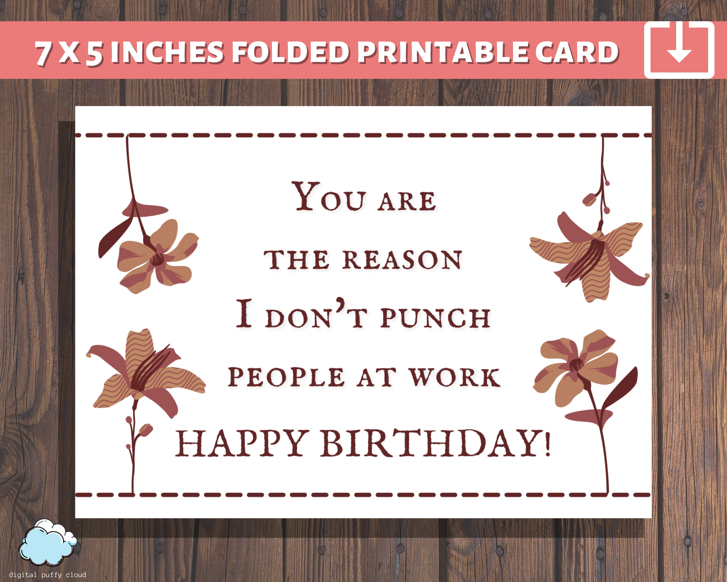 Coworker Birthday Card Pdf Printable Employee Friend Birthday Card with regard to Printable Birthday Cards For Coworker