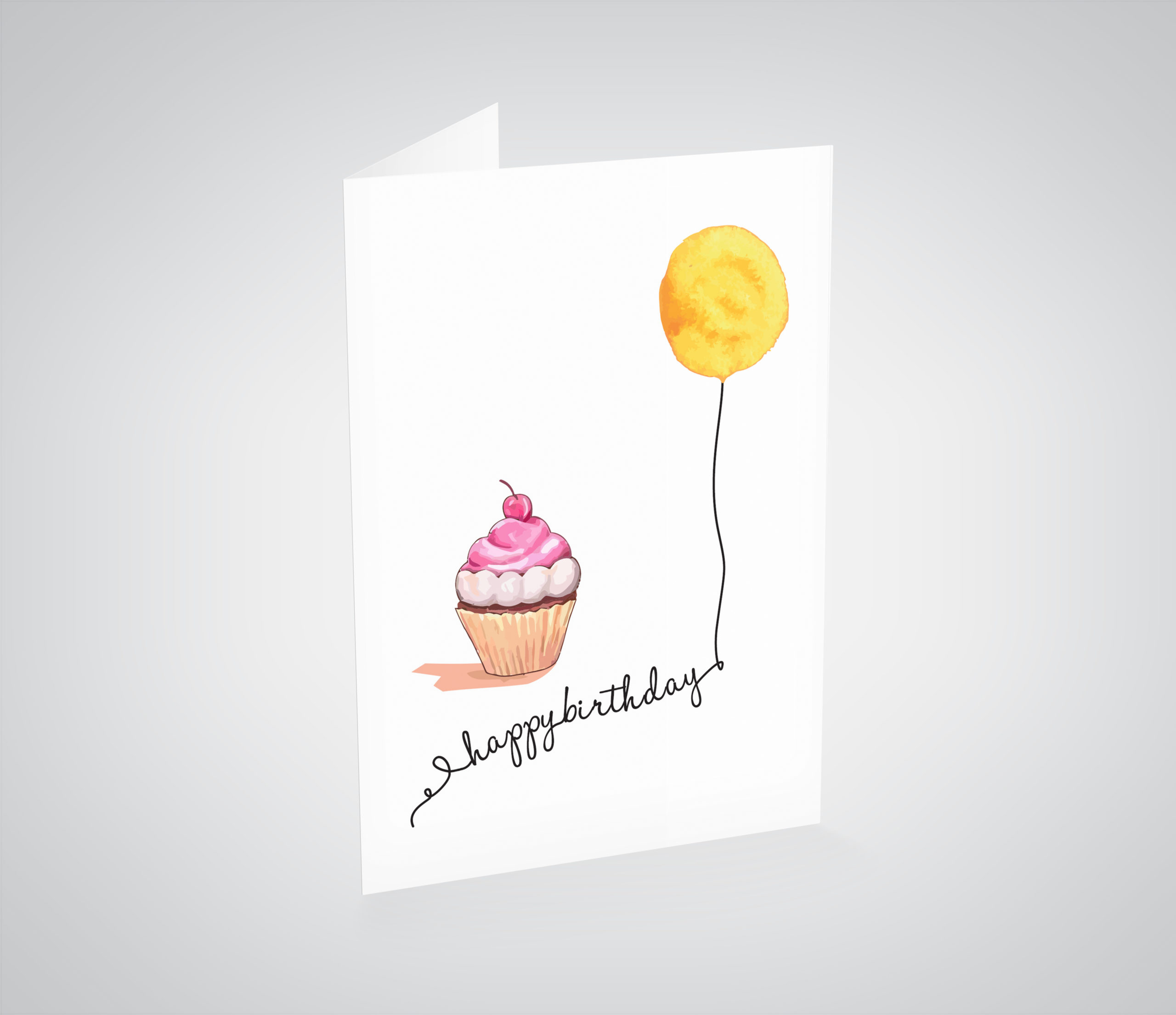 Cupcake And Balloon Printable Birthday Card pertaining to Cupcake Birthday Card Printable