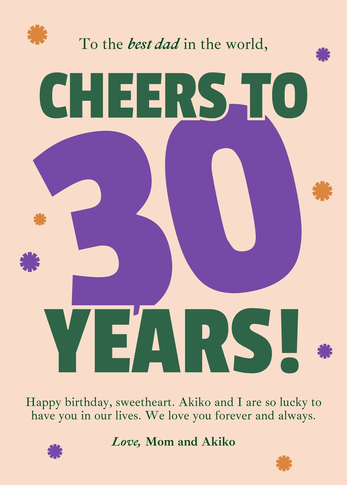 Customize 48+ 30Th Birthday Cards Templates Online - Canva with regard to 30Th Birthday Cards Free Printable