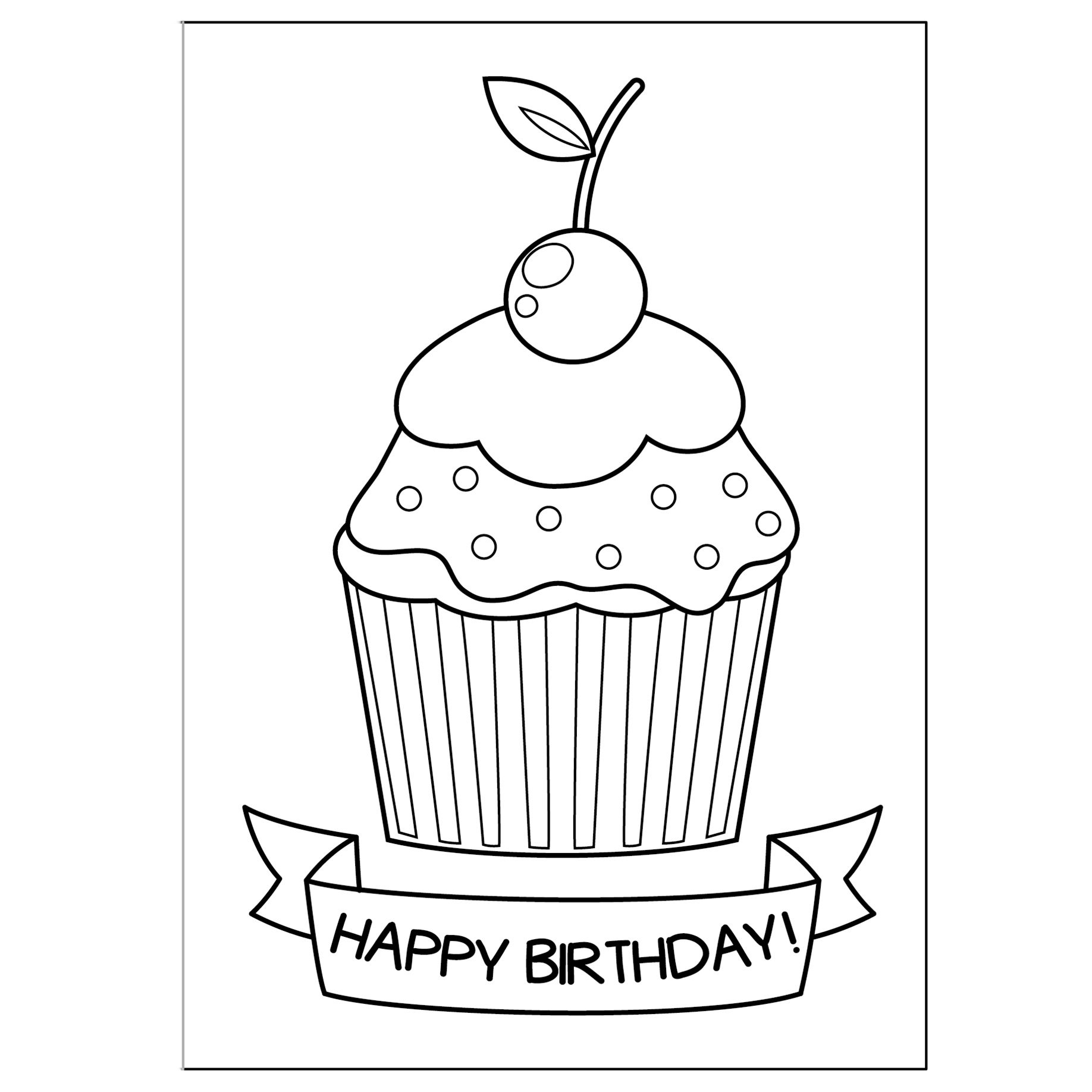 Cute Greeting Cards To Print And Color - Ayelet Keshet with regard to Cupcake Birthday Card Printable