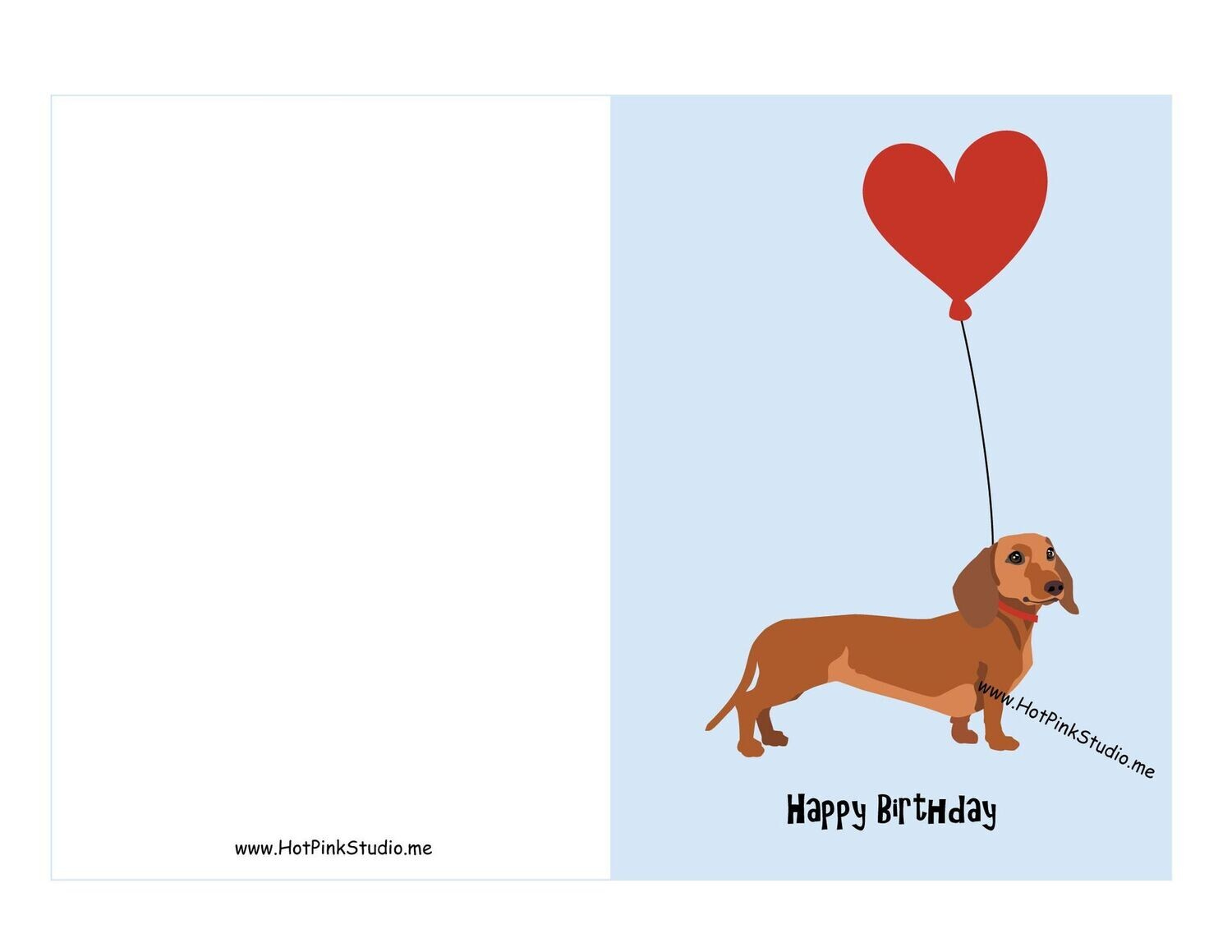 Dachshund Dog Happy Birthday Card 5X7 Inch File Printable for Printable Dog Birthday Cards