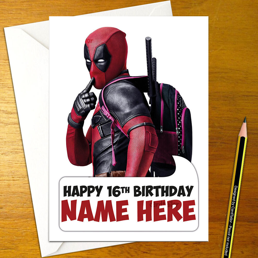 Deadpool Personalised Birthday Card • Personalized Marvel Comic Wade Wilson Ryan for Free Printable Deadpool Birthday Card