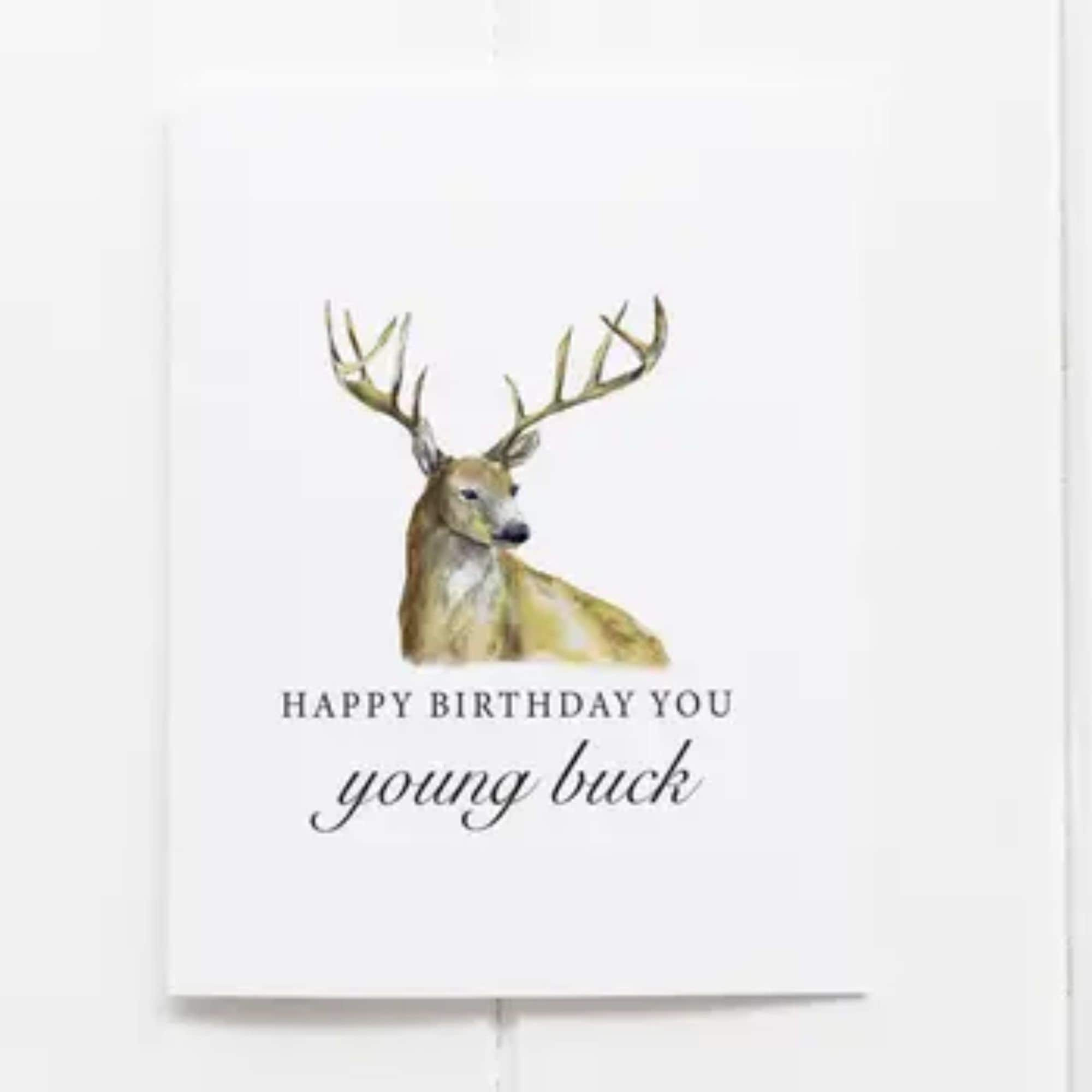 Deer Hunting Greeting Card Happy Birthday Young Buck - Husband Greeting Card - Boyfriend Birthday Card - Teen Hunter Gift Card - Deer Season with Free Printable Hunting Birthday Cards