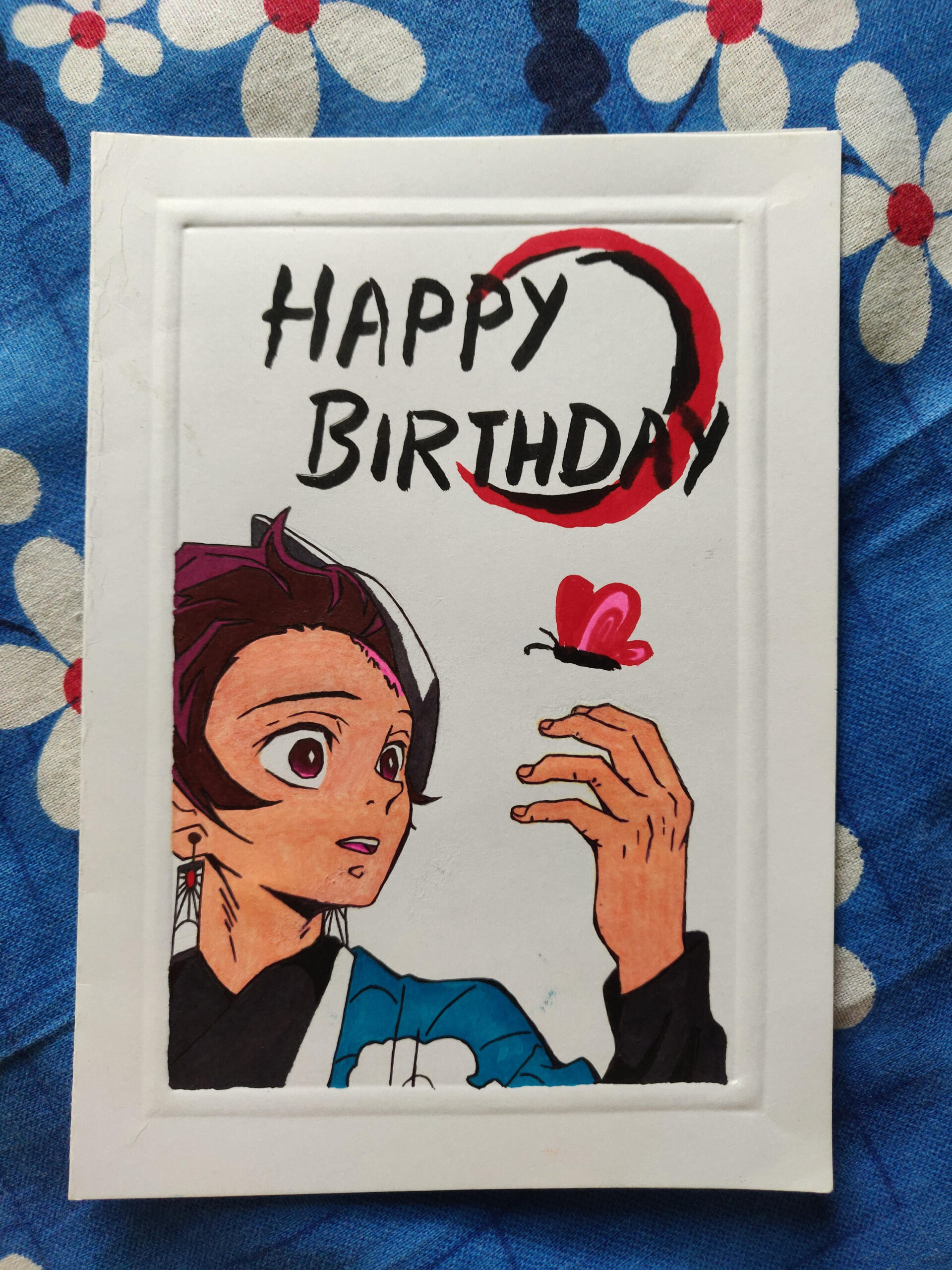 Demon Slayer Themed Birthday Card I Made For My Brother. He Turned intended for Demon Slayer Birthday Card Printable