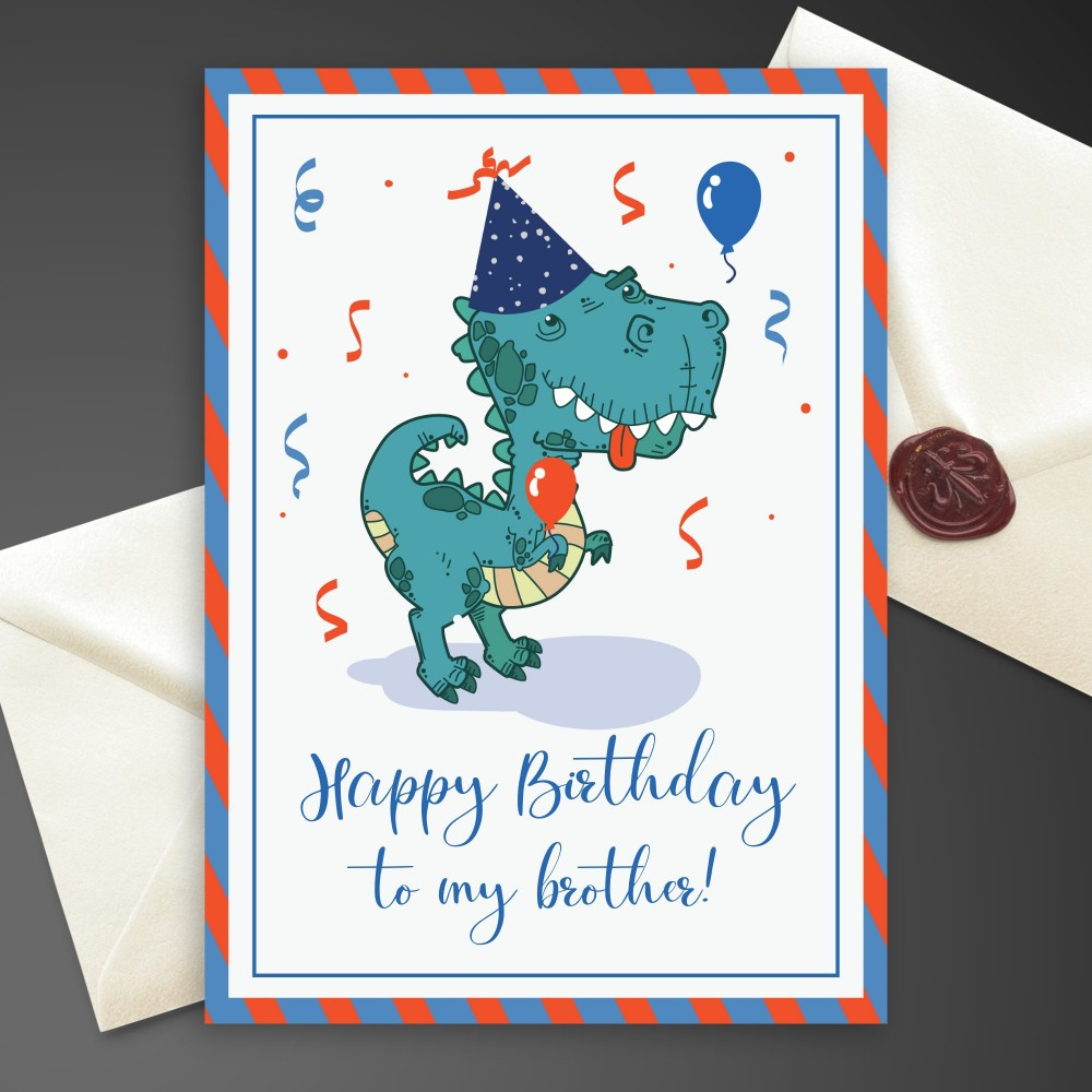 Dino Birthday Card For Brother Template Editable Online within Free Printable Funny Birthday Cards For Brother