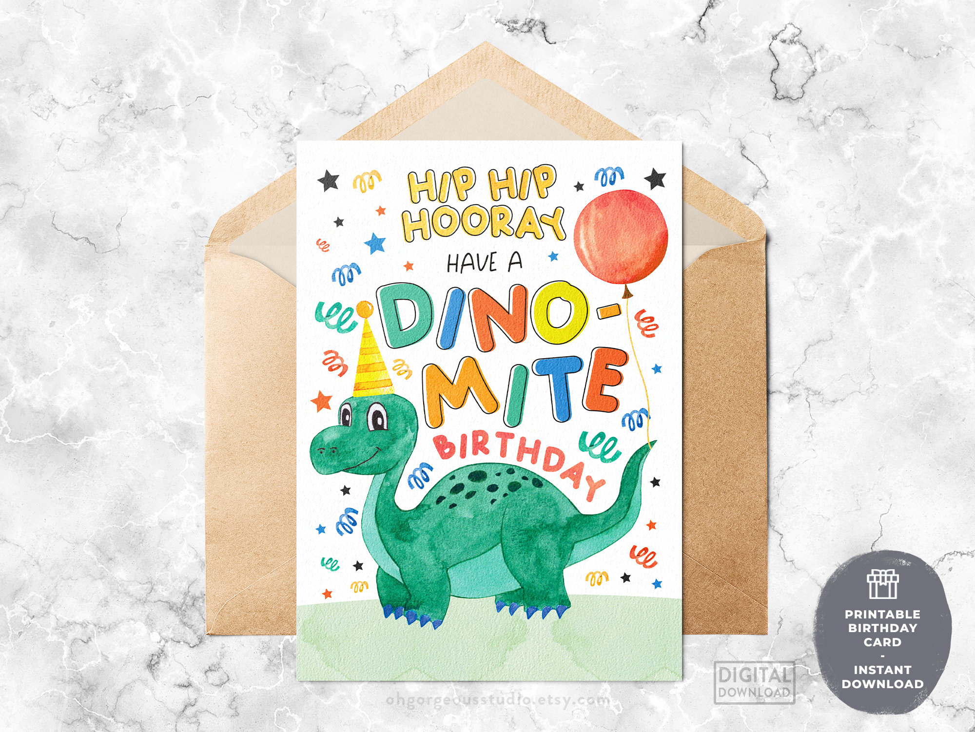 Dinosaur Birthday Card Printable Dinosaur Card For Any Age, Dino for Birthday Card Dinosaur Printable