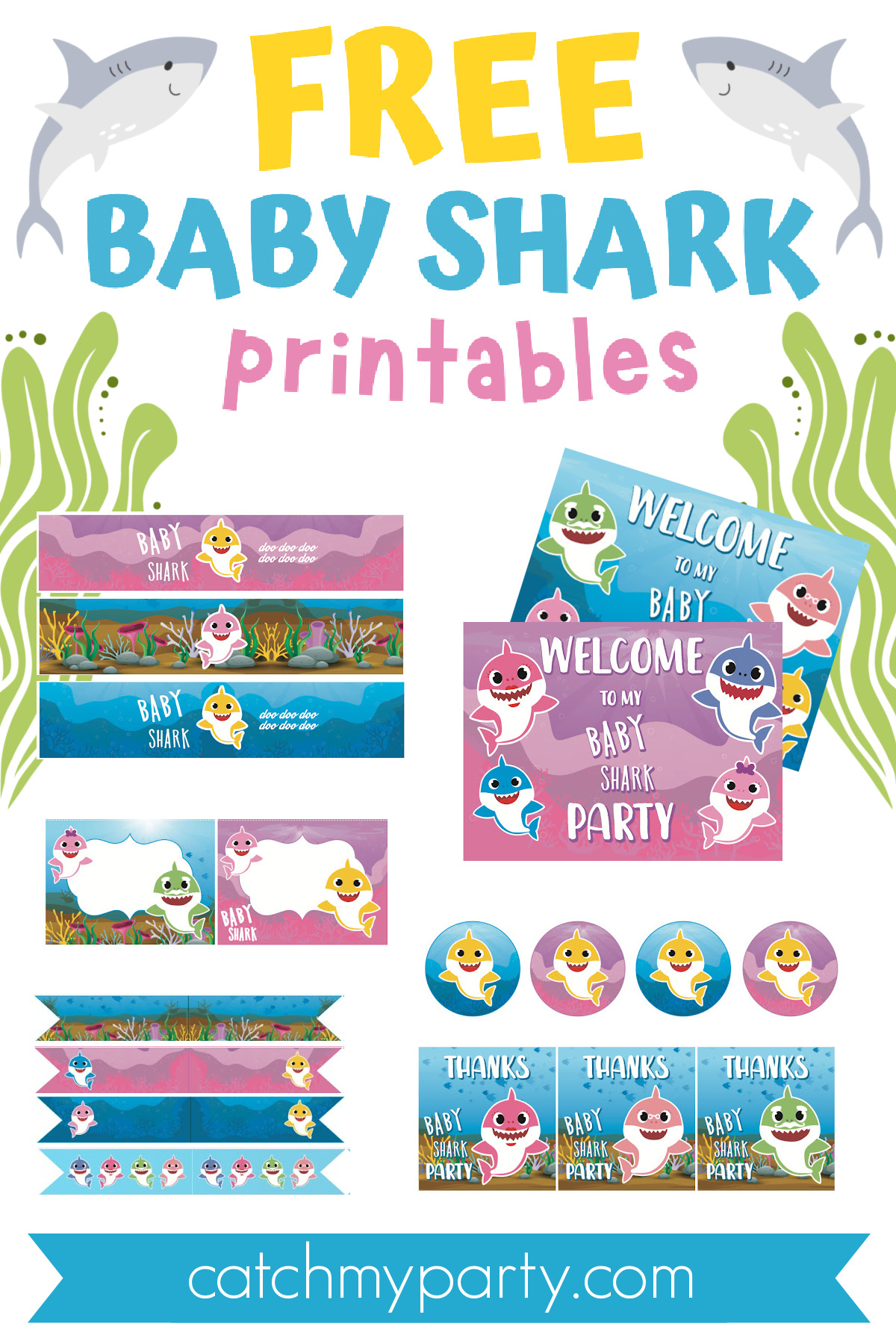 Download These Fun Free Baby Shark Party Printables, Now! | Catch pertaining to Shark Birthday Card Printable Free