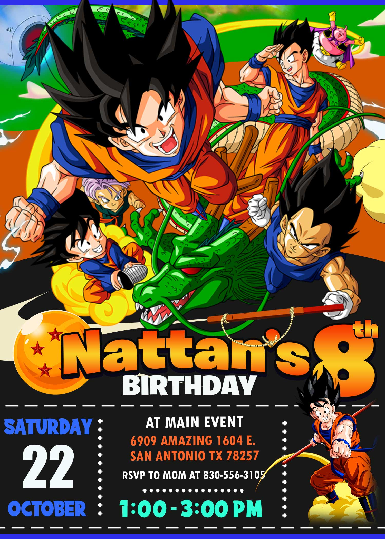 Dragon Ball Z Birthday Invitation - Oscarsitosroom, Super Price 6.00$ with Dragon Ball Z Birthday Card Printable