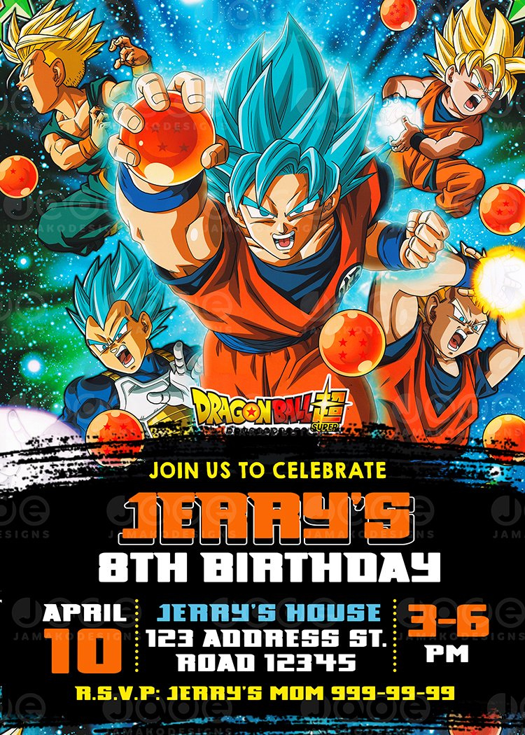 Dragon Ball Z Party Printable Design - Jamakodesigns inside Printable Dragon Ball Z Birthday Card