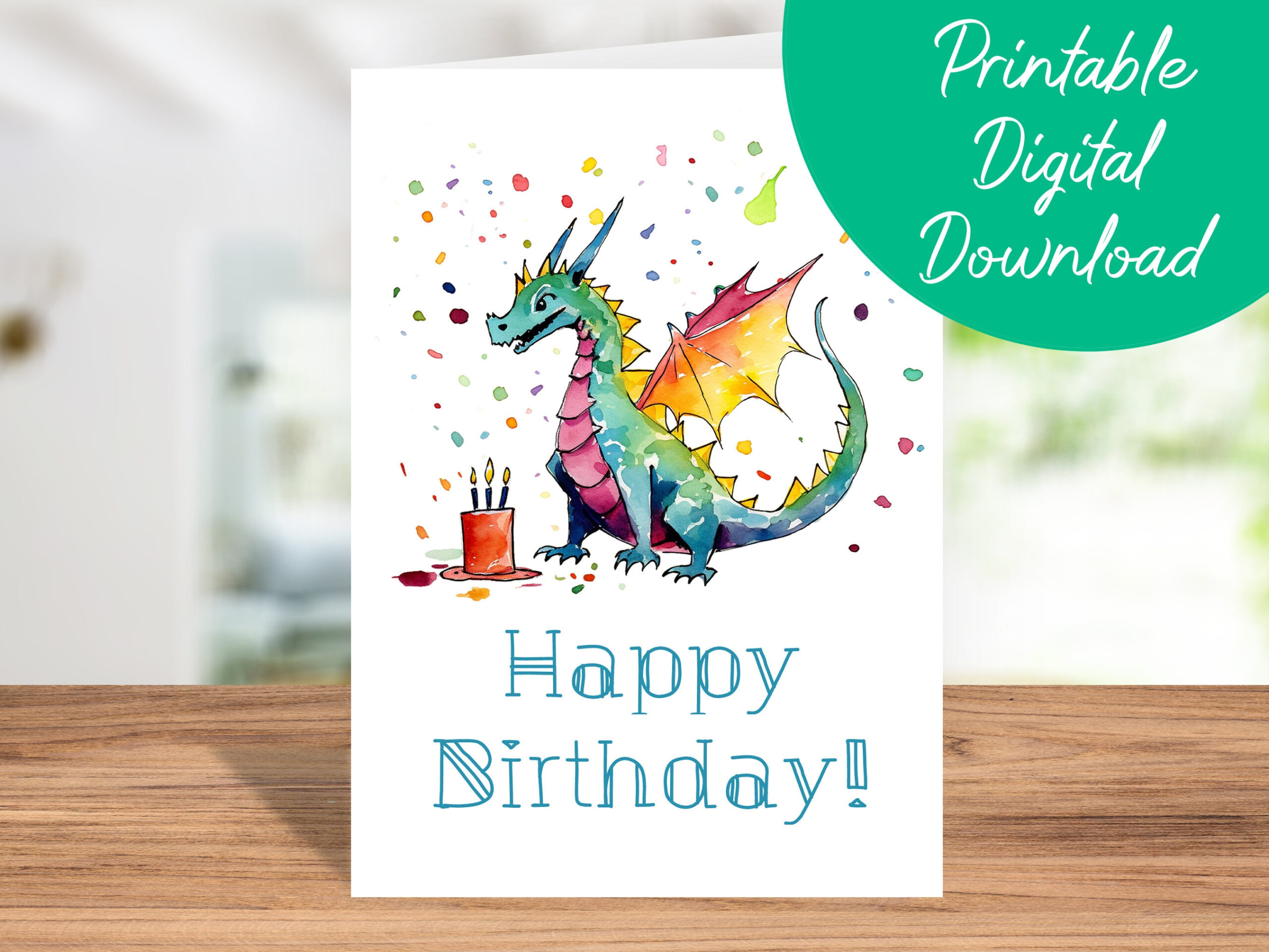 Dragon Birthday Card Instant Download, Kids Birthday Card throughout Dragon Birthday Cards Printable