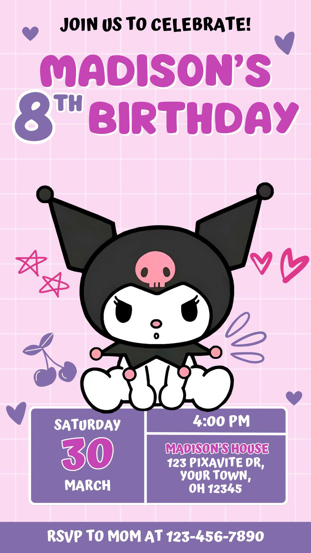 Printable Kuromi Birthday Card