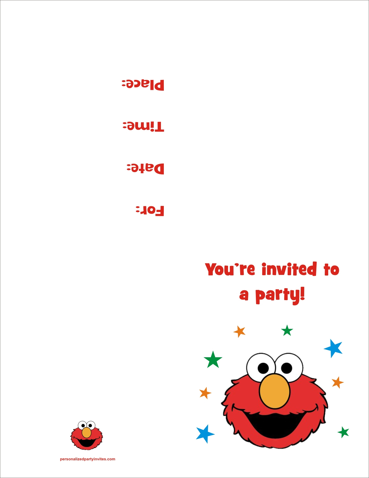 Elmo Free Printable Birthday Party Invitation Personalized Party for Free Printable Elmo Birthday Card