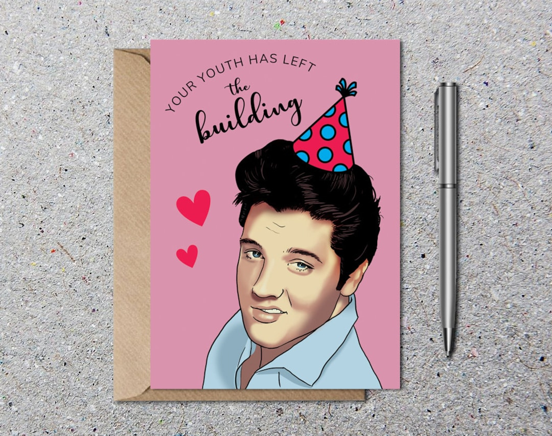 Elvis Birthday Card, Funny Blank Greetings Card With Envelope, Eco throughout Elvis Birthday Cards Printable