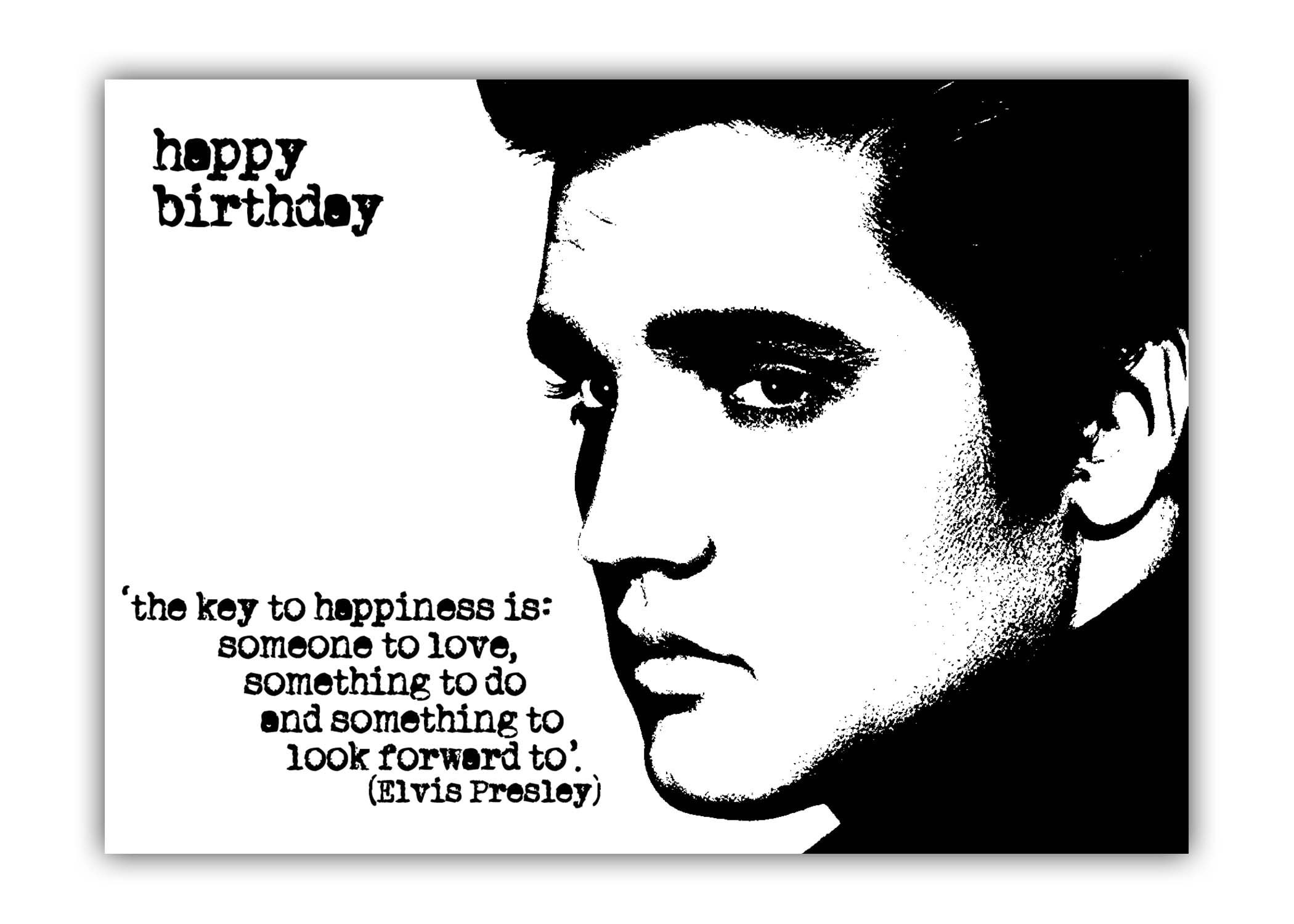 Elvis Presley Birthday Card. Rock And Roll Card. Black And White Monochrome. Choice Of Sizes. with regard to Elvis Birthday Cards Printable