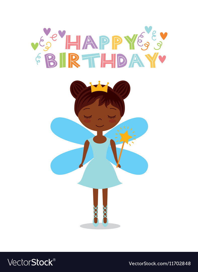 Fairy Birthday Card Royalty Free Vector Image - Vectorstock for Fairy Birthday Cards Free Printable