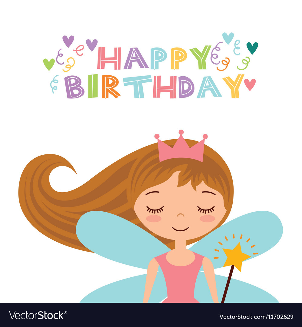 Fairy Birthday Card Royalty Free Vector Image - Vectorstock in Fairy Birthday Card Printable