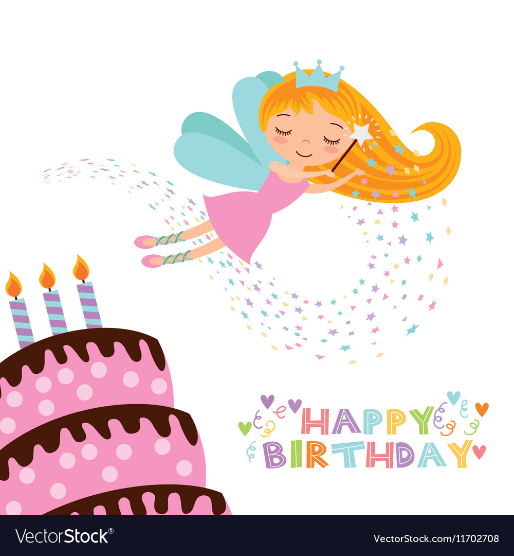 Fairy Birthday Card Royalty Free Vector Image - Vectorstock throughout Fairy Birthday Card Printable