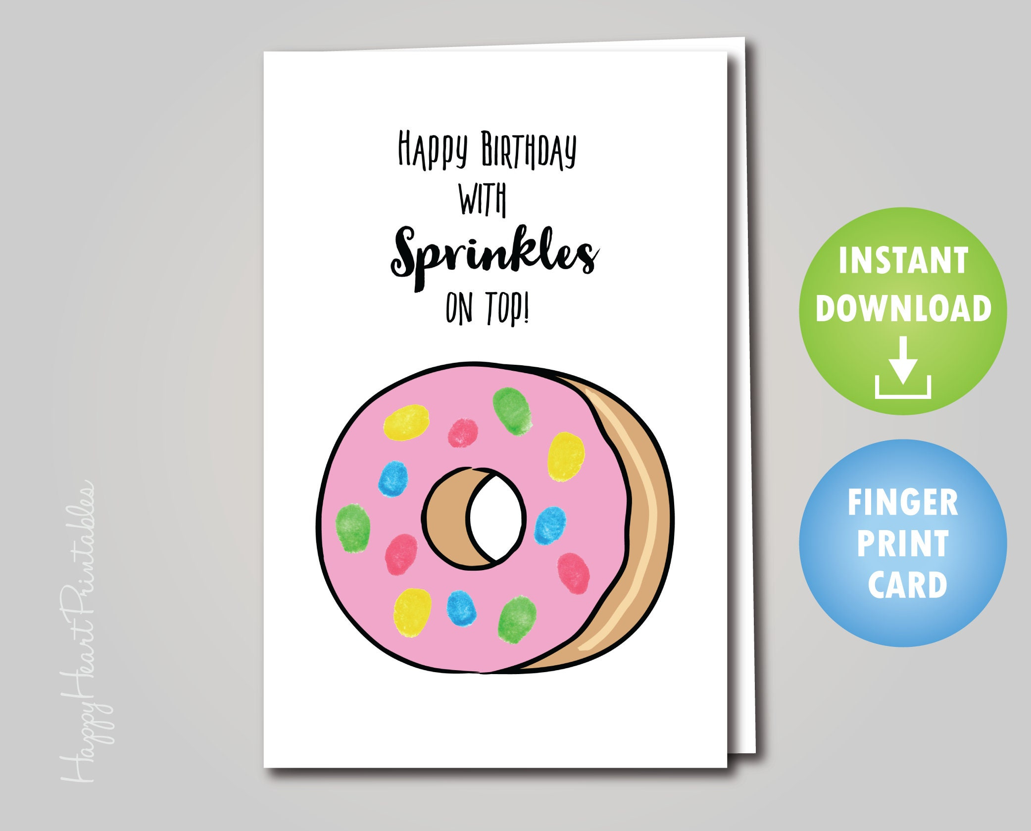 Fingerprint Donut Birthday Day Card Printable - Etsy within Donut Birthday Card Printable