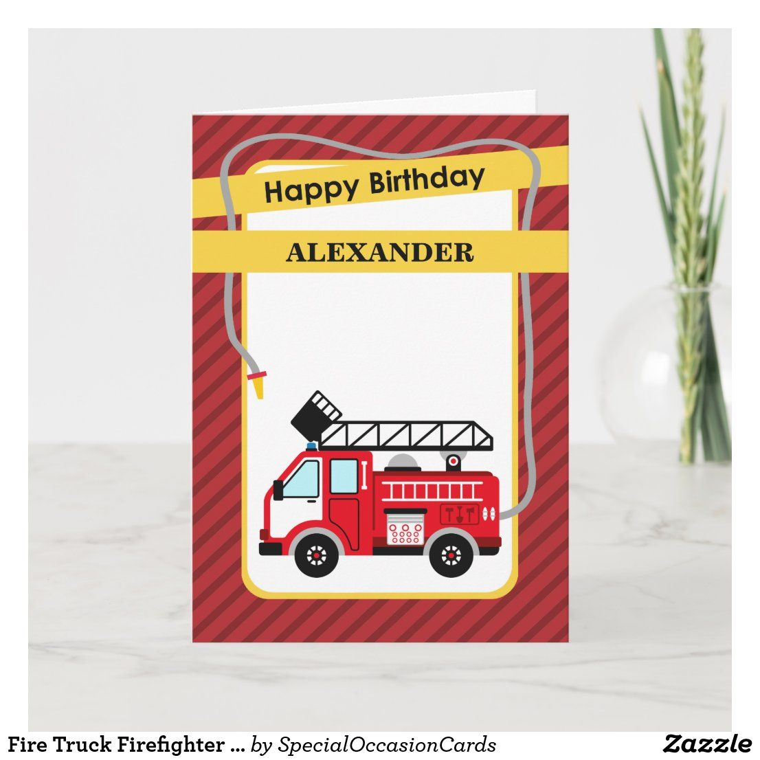 Fire Truck Firefighter Birthday Greeting Card | Zazzle regarding Fire Truck Birthday Card Printable