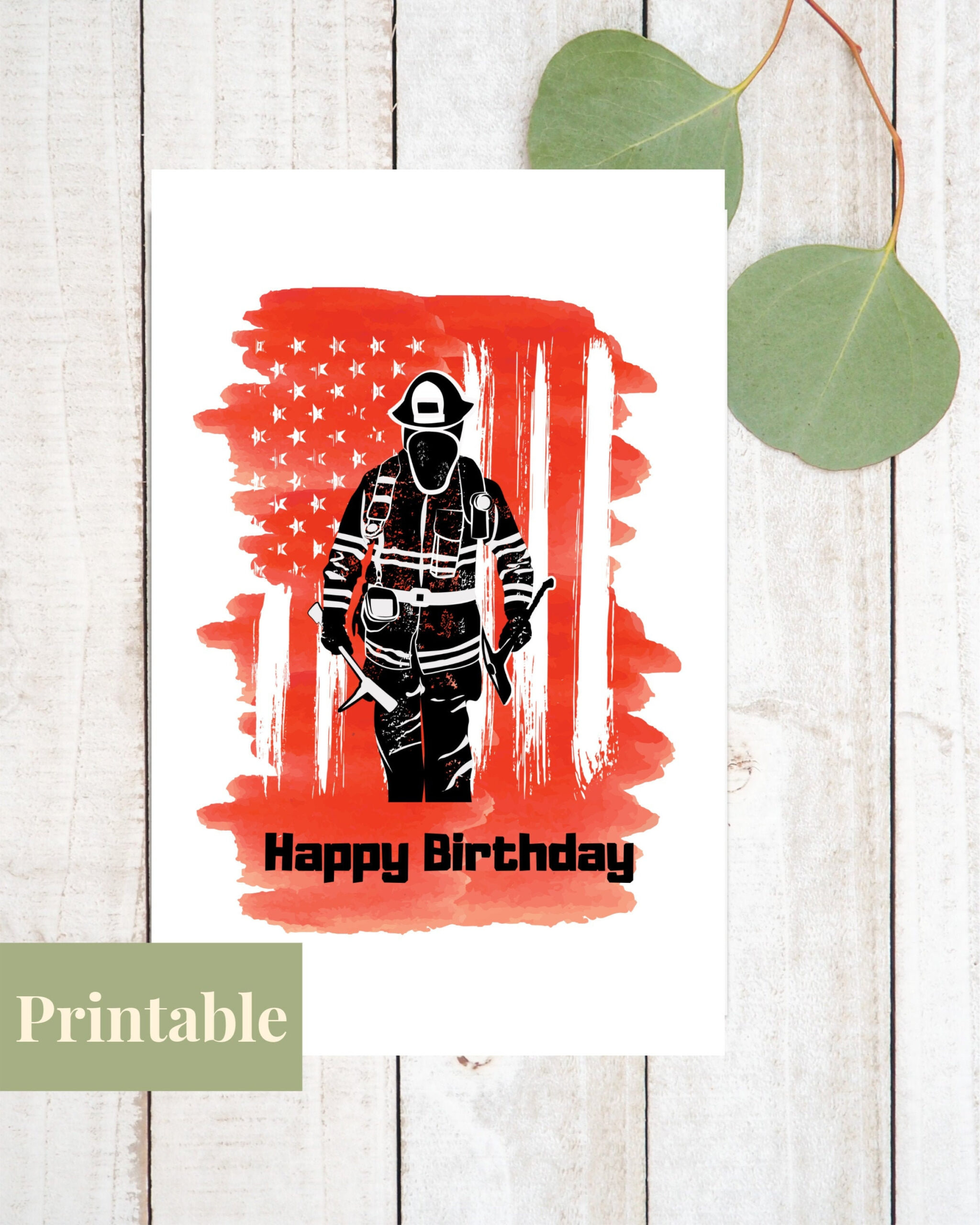 Firefighter Birthday Card, Printable Fireman Birthday Card - Etsy throughout Firefighter Birthday Cards Printable