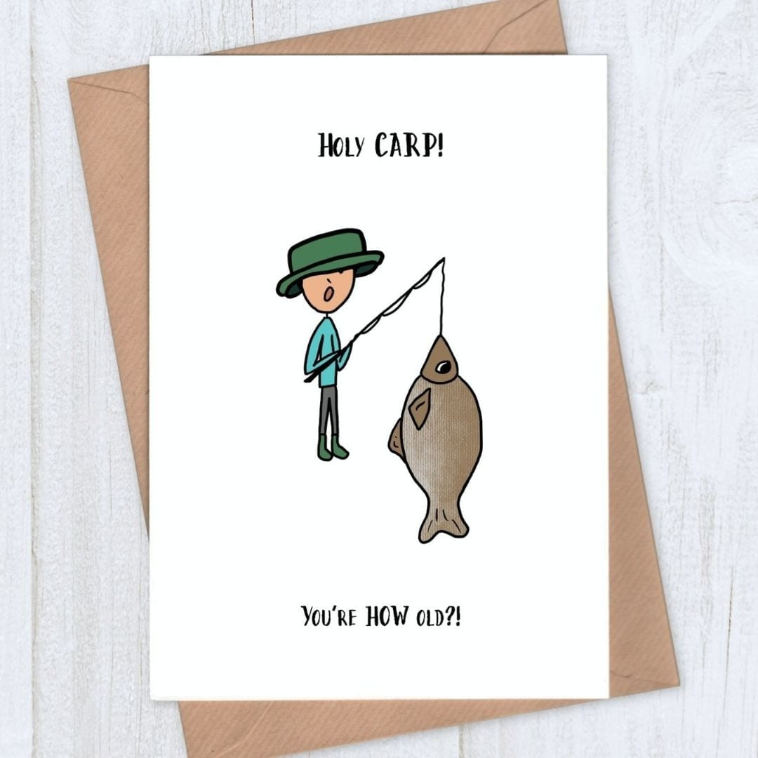 Fishing Birthday Card - Holy Carp! - Lou Longworth Greeting Cards regarding Free Printable Fishing Birthday Cards