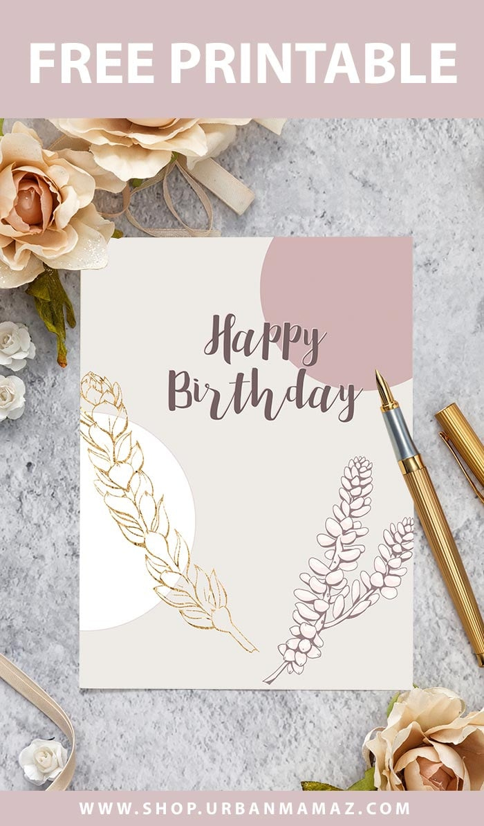 Floral Feminine &quot;Happy Birthday&quot; - Free Printable Birthday Cards regarding Aesthetic Birthday Cards Printable