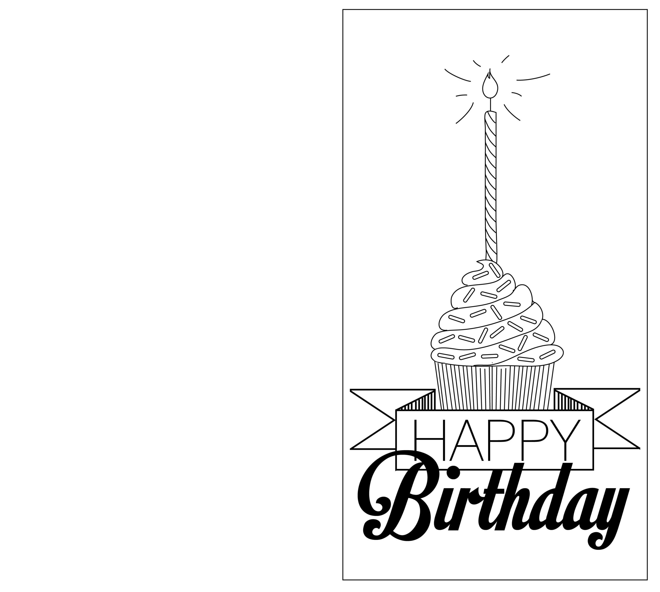 Folding Birthday Cards - 10 Free Pdf Printables | Printablee throughout Birthday Cards Printable Black and White