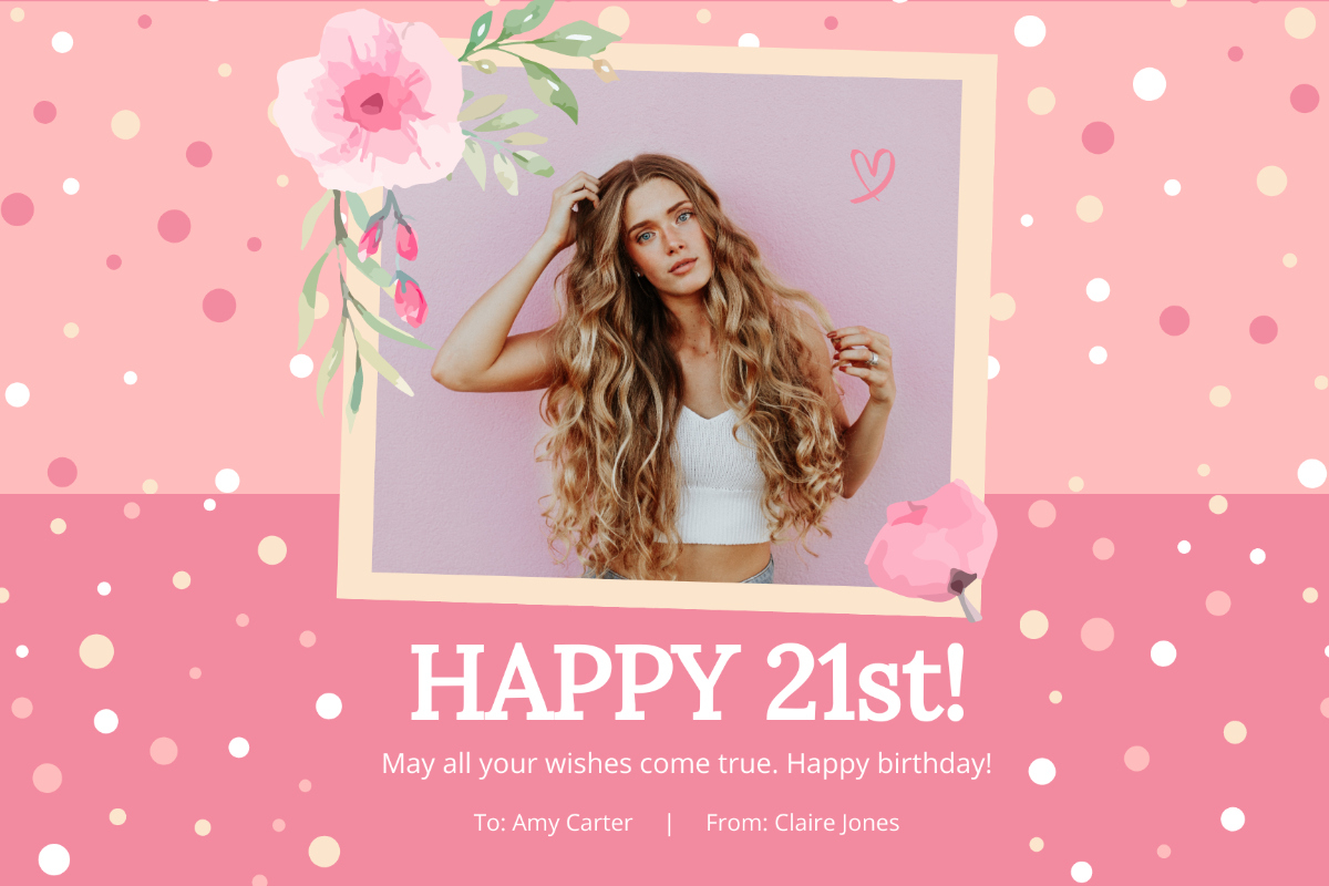 Free 21St Birthday Card Templates &amp;amp; Examples - Edit Online intended for Free Printable 21st Birthday Cards For Her