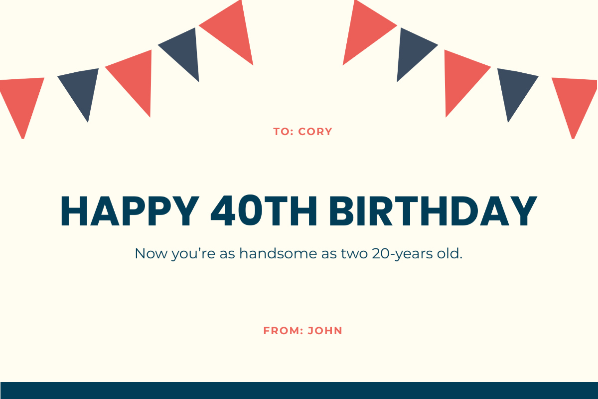 40th Birthday Cards Printable