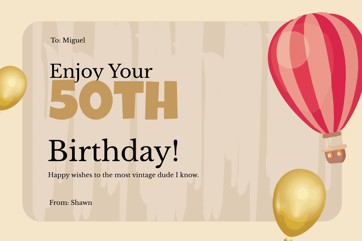 Free 50Th Birthday Card Templates &amp;amp; Examples - Edit Online for Happy 50th Birthday Card Printable Free