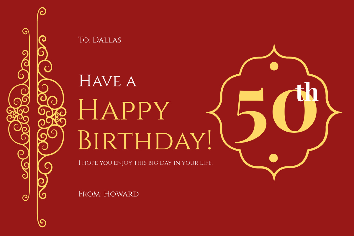 Free 50Th Birthday Card Templates &amp;amp; Examples - Edit Online for Happy 50Th Birthday Card Printable Free