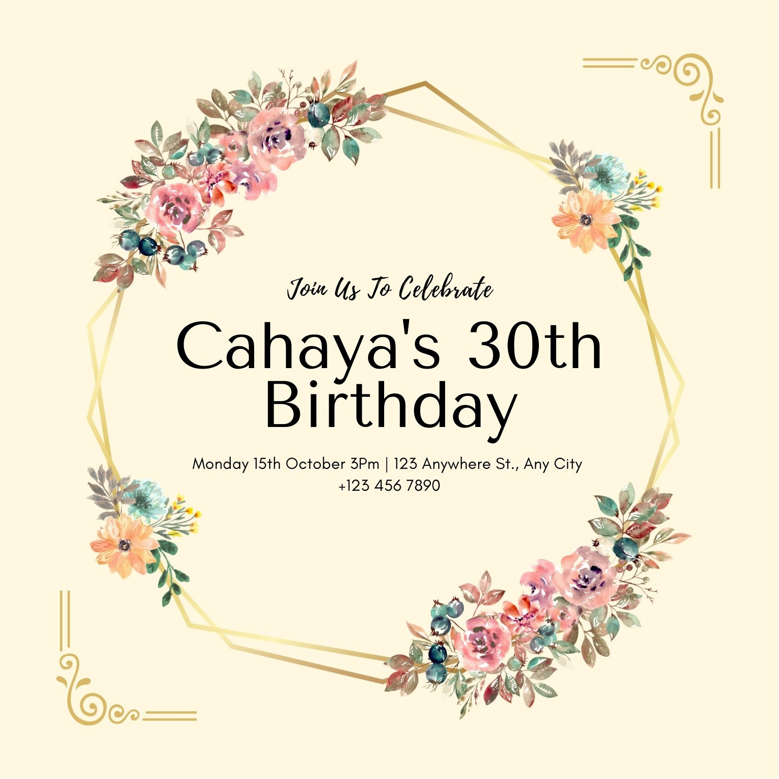 Free And Custom 30Th Birthday Invitation Templates | Canva inside Free Printable 30th Birthday Card Template