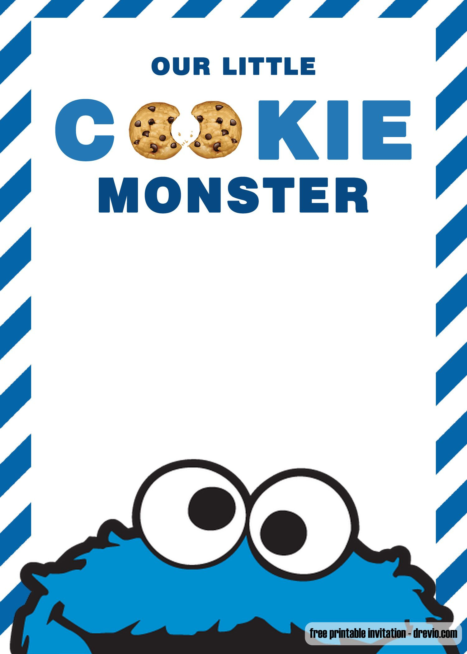 Free Cookie Monster Birthday Invitation Templates within Cookie Monster Birthday Card Printable