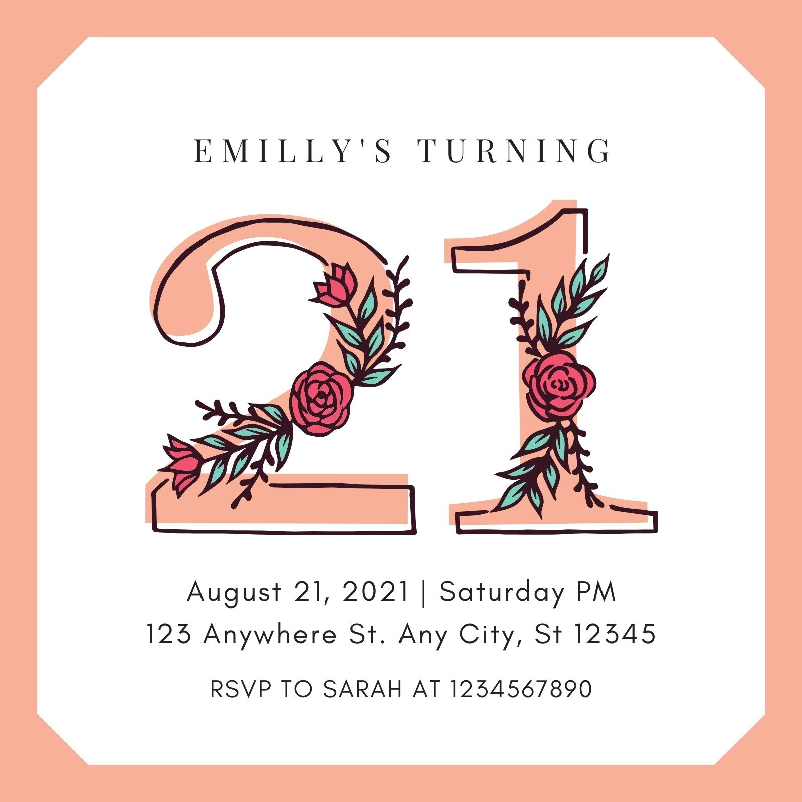 Free, Custom Printable 21St Birthday Invitation Templates | Canva pertaining to Free Printable 21St Birthday Cards