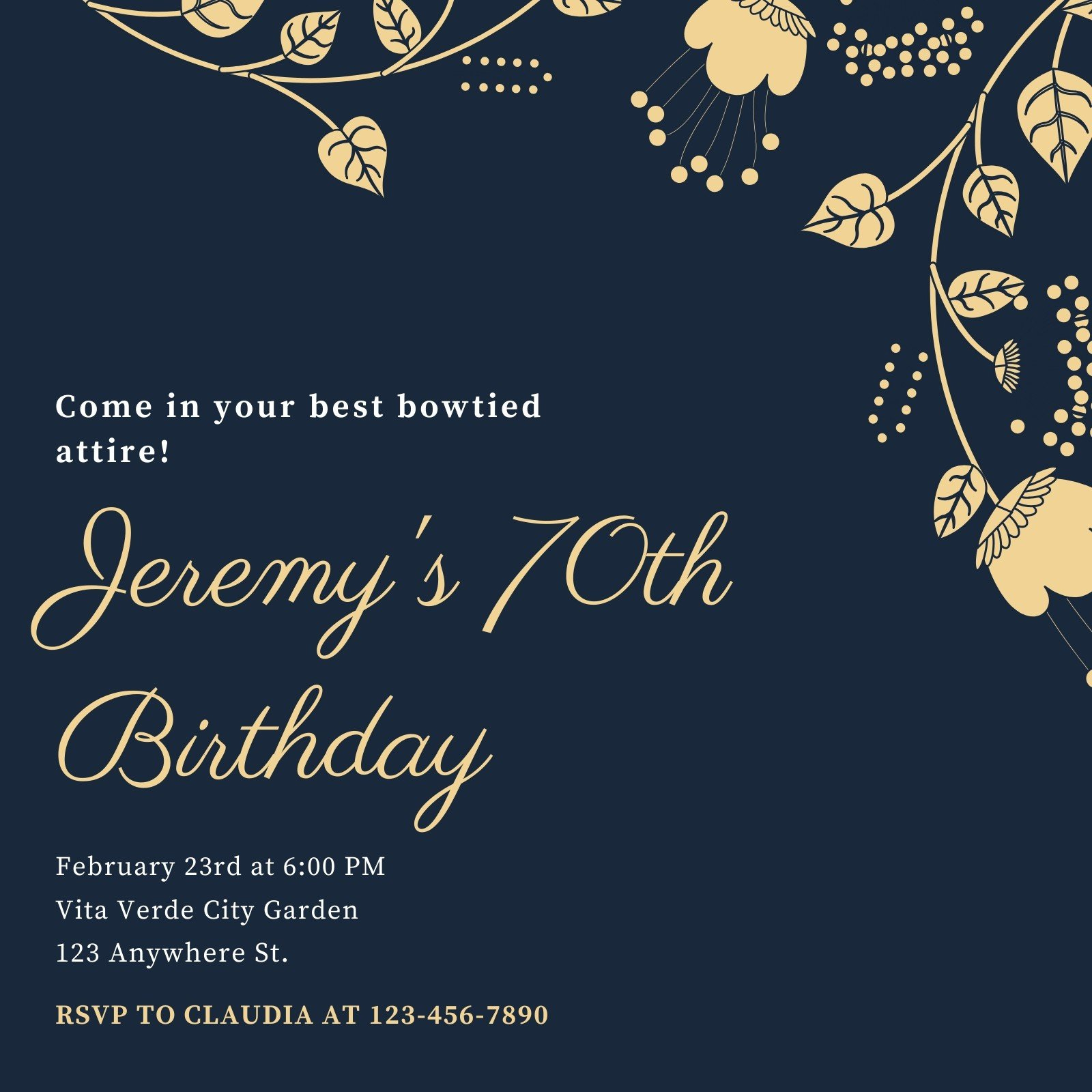 Free Custom Printable 70Th Birthday Invitation Templates | Canva inside Free Printable 70th Birthday Cards