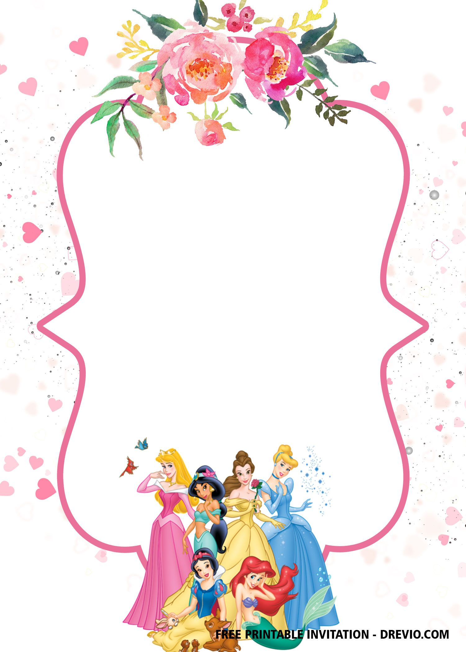 Free Disney Princess Invitation Template For Your Little Girl&amp;#039;S with regard to Disney Princess Birthday Card Printable Free