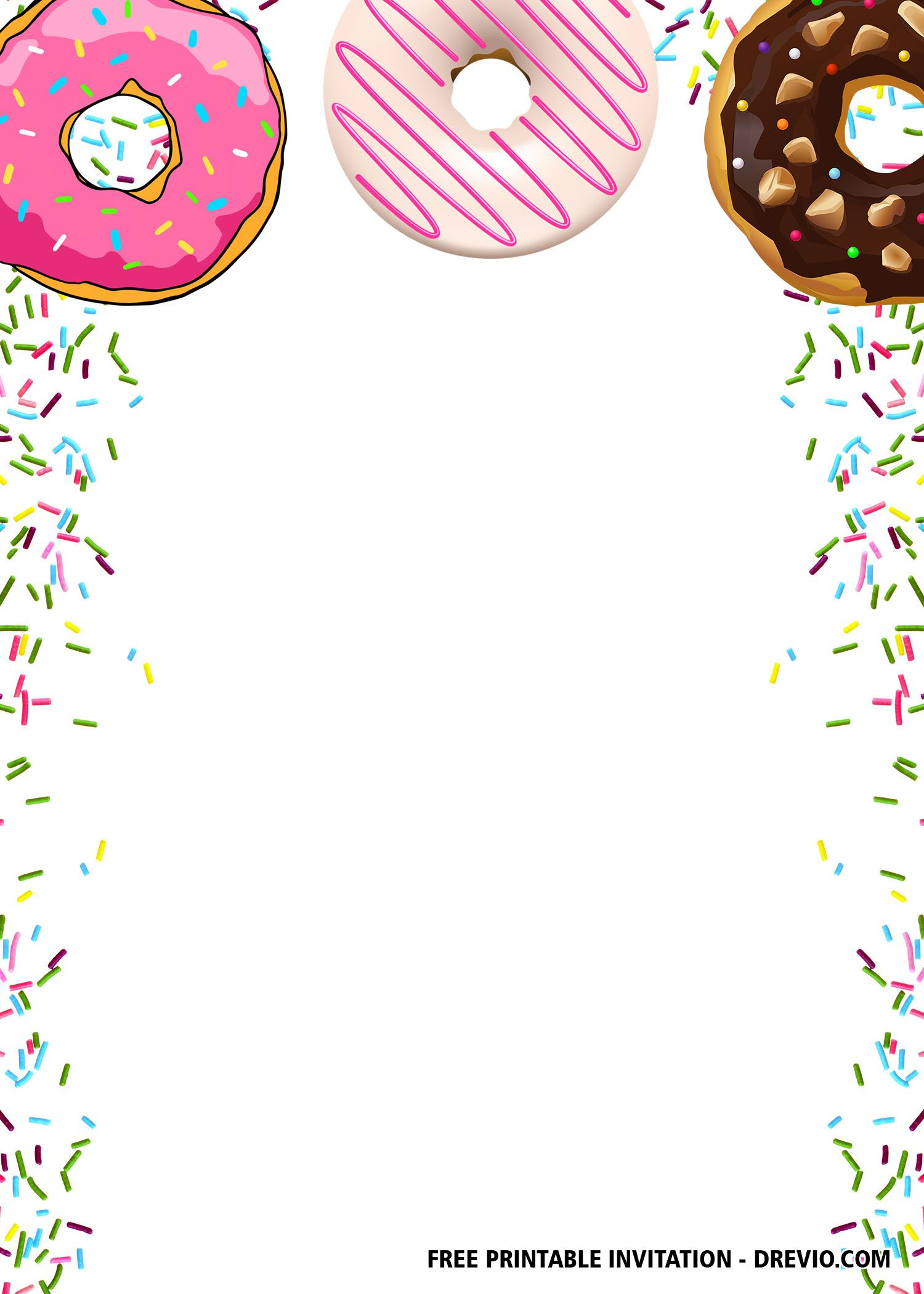 Free Editable Donuts Party Invitation Templates inside Donut Birthday Card Printable Free